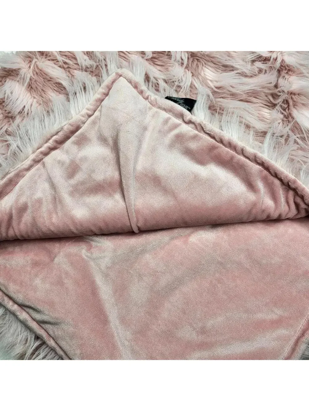 Celebrity Home Faux Fur Pink Eyelash Luxury Throw Blanket 50 X 60 Inches